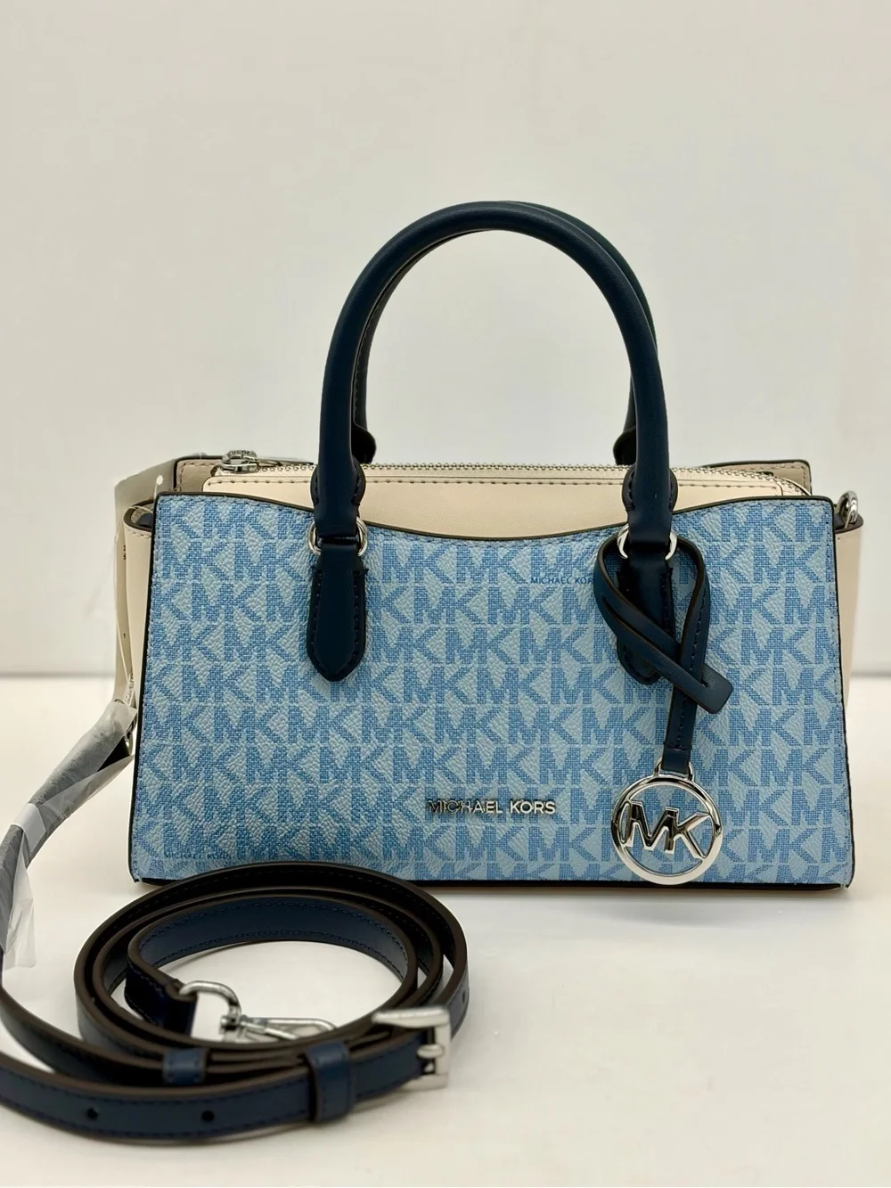 Michael Kors Arden Small Color-Block Signature Logo Messenger Crossbody Bag